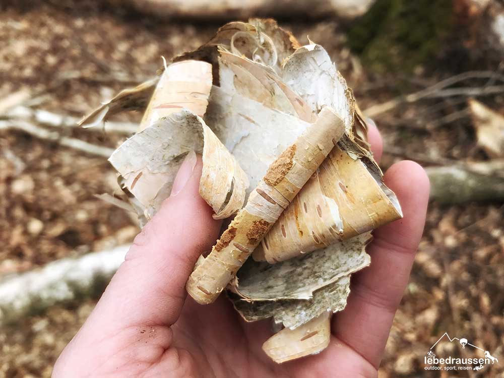 Birkenrinde für Zunder