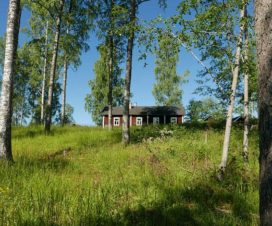 Sicht von der Sauna zum Haupthaus